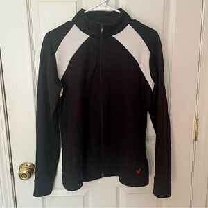 EUC Women’s Varsity Zip-Up Cheer Jacket Black w/ white accents Size L